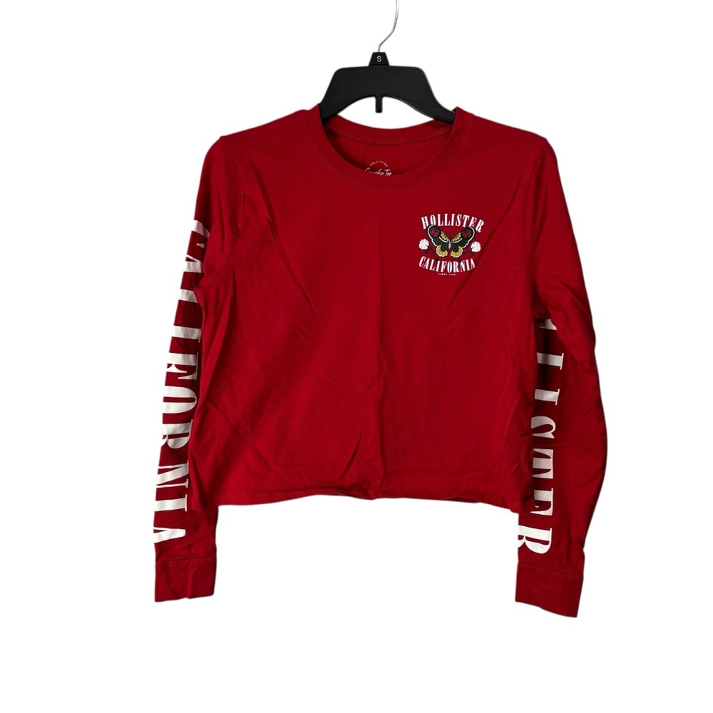 Hollister California long sleeve cropped graphic tee butterfly size small